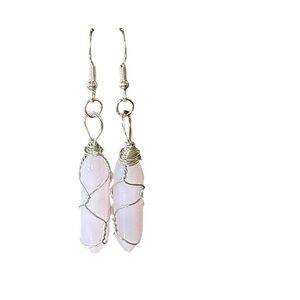 NWOT Wire Wrapped Quartz Crystal Earrings.